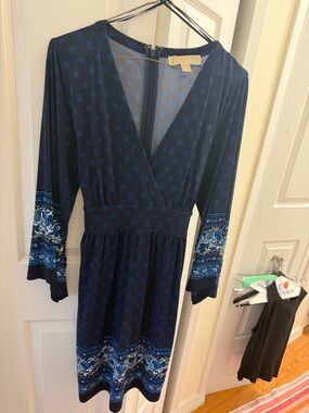 MICHAEL Michael Kors Navy and Light Blue Dot Print Top